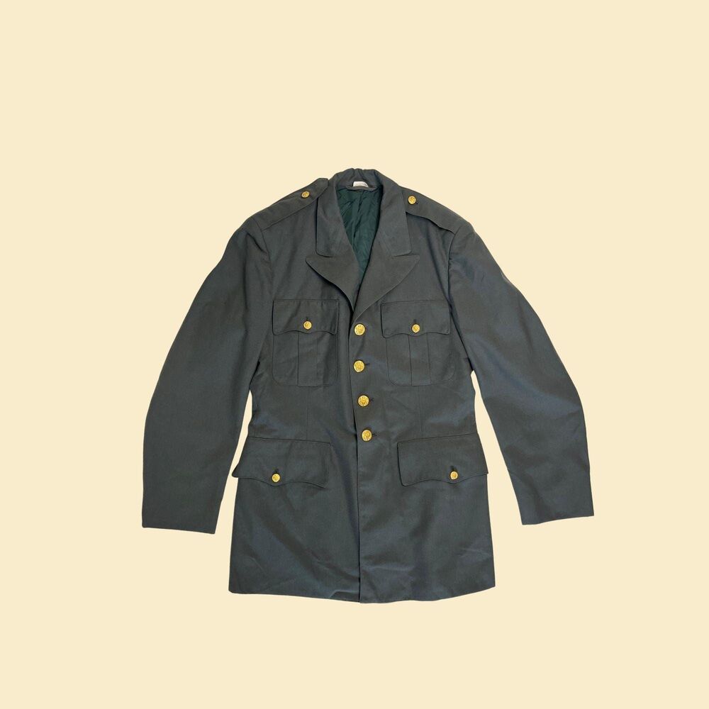 Vintage 80s military/army coat by De Rossi & Son Co, size 40L mens green jacket